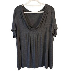 Addition Elle Charcoal Drape Neck Stretch Casual Minimalist Tee Size 3X Work